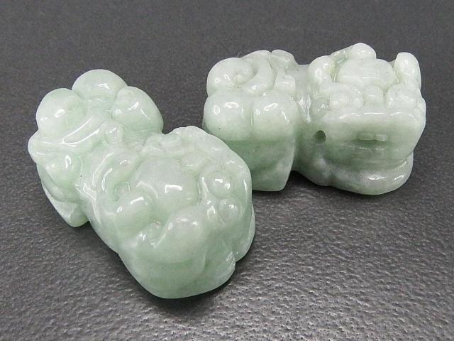 天然ヒスイ本翡翠如意ヒキュウミャンマー産天然石ひすいオスメスペア中小型置物
