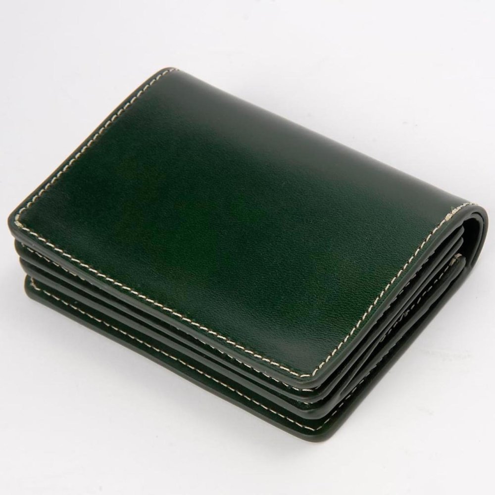 ベリーズヨーク　BELLIES YORK　コンパクト財布　二つ折り財布　BYTM1916GR　グリーン　緑色　ベジタブルタンニン　イタリアンレザー　牛革　”エイジングを楽しむ革小物”