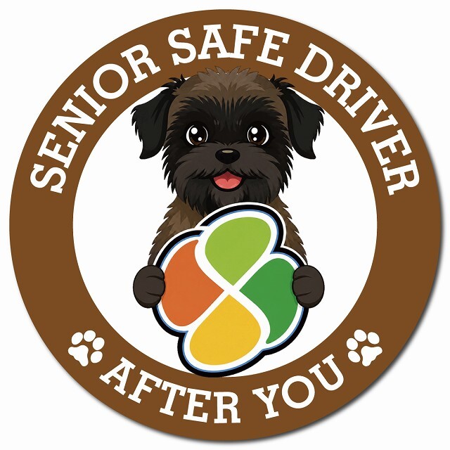 カーサイン 高齢者マーク SENIOR SAFE DRIVER ベルジアングリフォン マグネット 強力 直径13cm 肉球 日本製 車 ステッカー