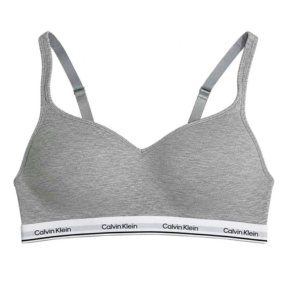 カルバンクライン Calvin Klein(CK) ブラ&ショーツ Tバック セット ノンワイヤー ロゴ 無地 下着 アンダーウェア QP3561O+F3786 レディース グレー