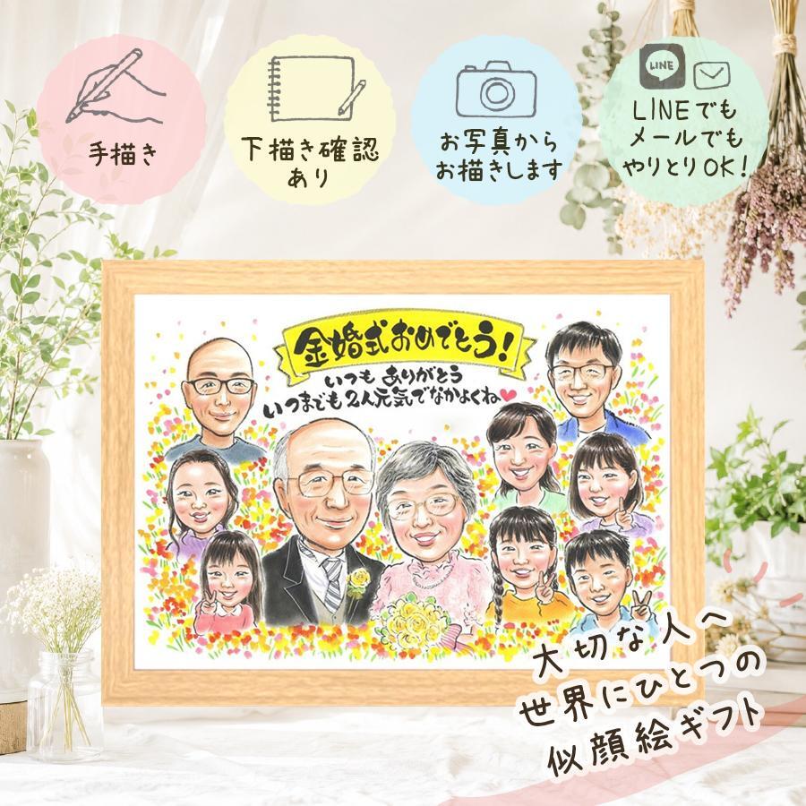 結婚記念日のお祝いに、贈る側の想いまで伝わる記念品です。 金婚式 似顔絵 贈り物 プレゼント ギフト 名入れ 手描き 結婚記念日 誕生日 長寿 お祝い 大人数 ご両親 ご夫婦 家族 祖父 下書き確認 名入れ 修正無料 サプライズ 親孝行 かわいい 喜ばれる 一生もの 宝物 結婚50周年 長寿 感謝 お祝い返し ハロウィン 長寿祝い 披露宴 二次会 メモリアル 贈答品 古希祝い バレンタインデー