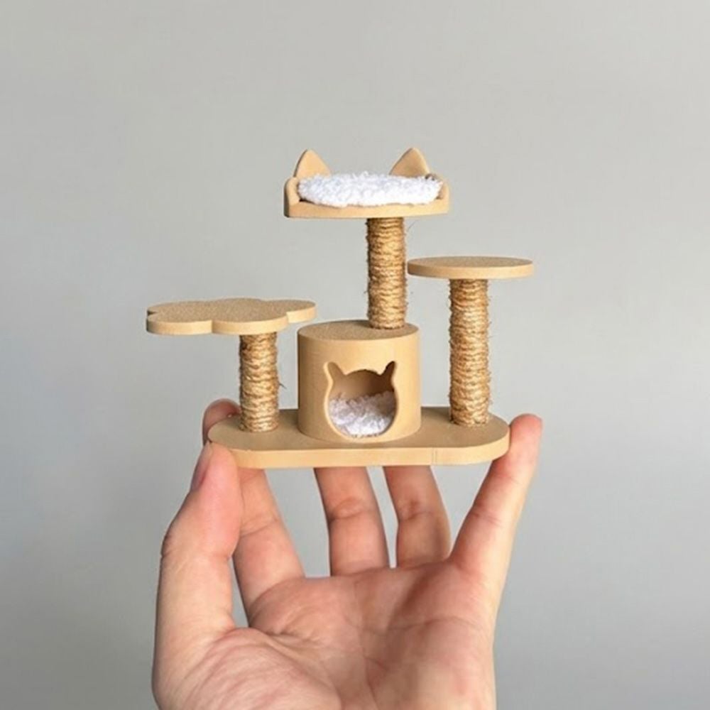 ミニチュア キャットタワー 3Dプリント 組み立て式 DIY 猫 ドールハウス 家具 1/12スケール OB11 人形用 インテリア 小物 撮影道具 ジオラマ 装飾 かわいい