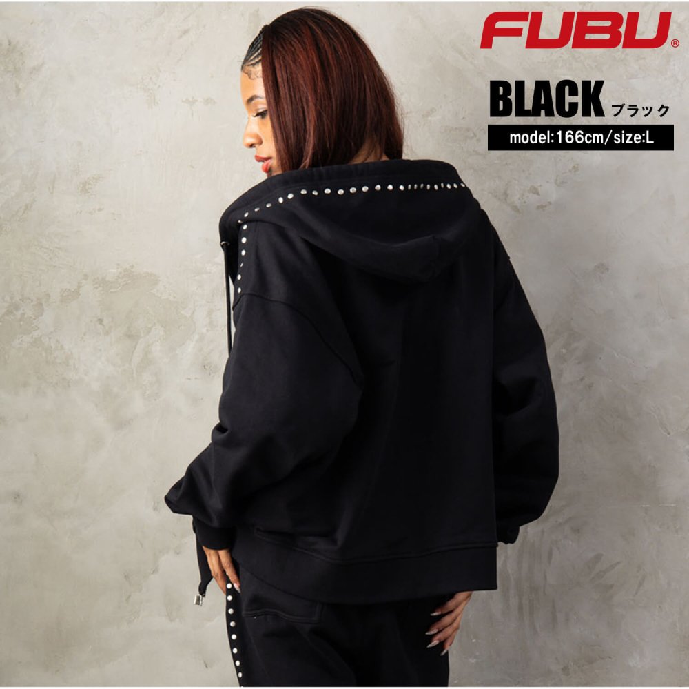 FUBU フブ パーカー メンズ レディース fam-62706 スタッズ ジップ フーディー フルジップ ジップアップ スウェット 迷彩 カモフラ 刺繍 ビッグシルエット ストリート ヒップホップ ダンス カジュアル トップス M L XL XXL 2026FW Karlas