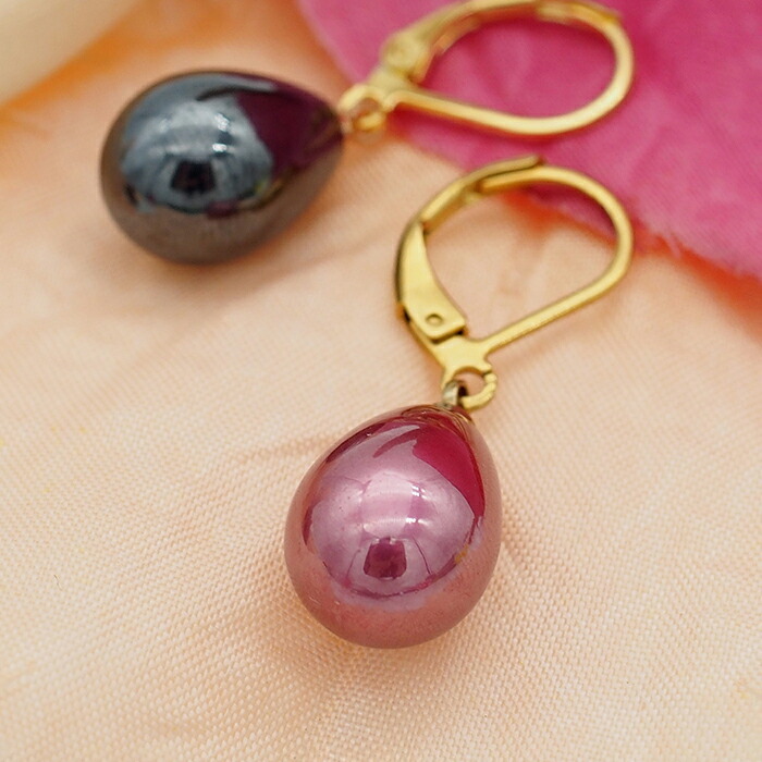 ピアス 金属アレルギー サージカルステンレス フープ 落ちない 引っかからない 外れにくい フック パール 真珠 しずく 雫 イミテーション 大粒 カラー