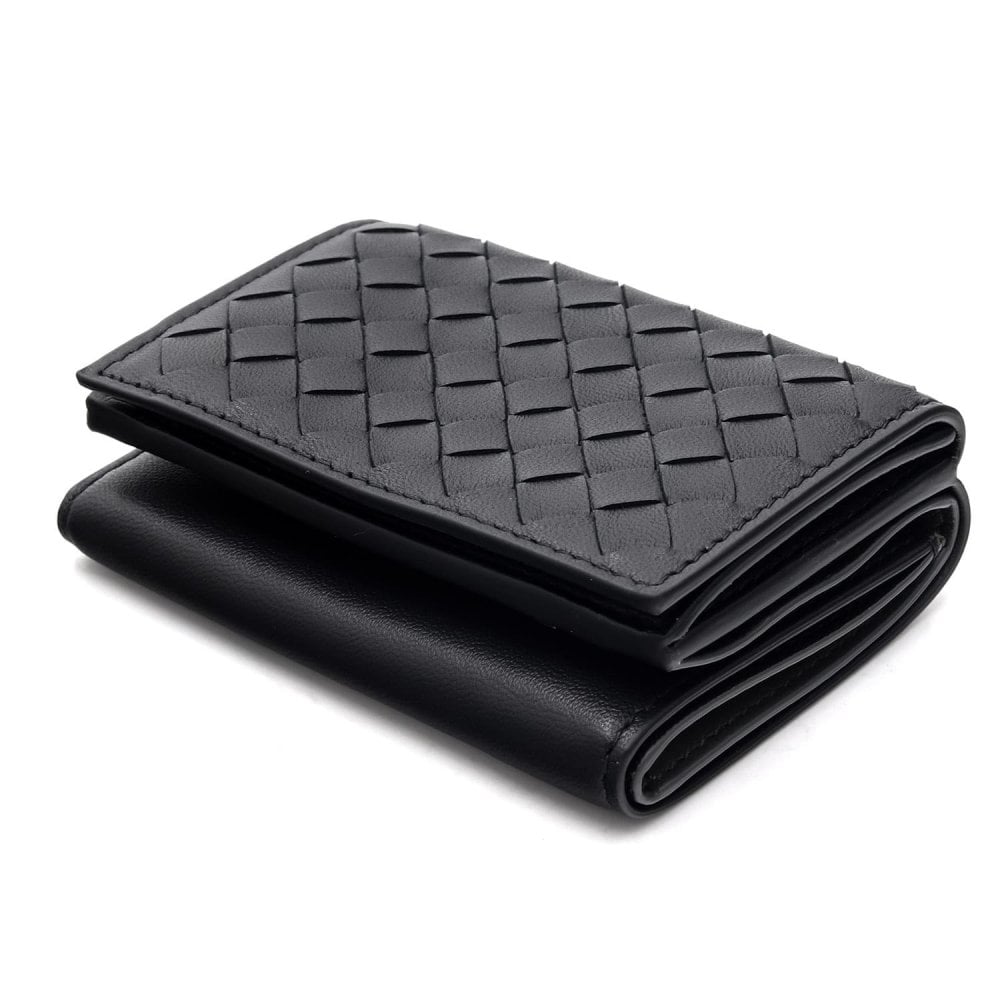 ボッテガヴェネタ BOTTEGA VENETA 三つ折り財布 イントレチャート メンズ レディース ブラック 黒 グレー 小銭入れ付き ミニ財布 ラムレザー 本革 カード入れ6つ 515385 V3UN2 1295 コンパクト