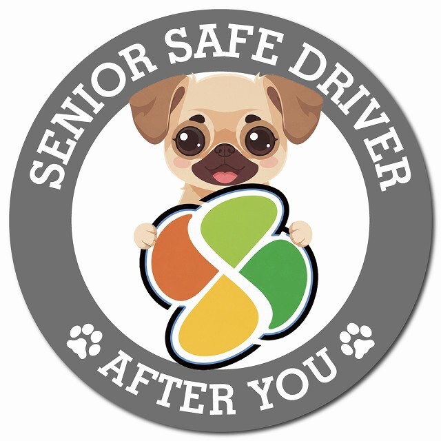 カーサイン 高齢者マーク SENIOR SAFE DRIVER チワパグ マグネット 強力 直径13cm 肉球 日本製 車 ステッカー