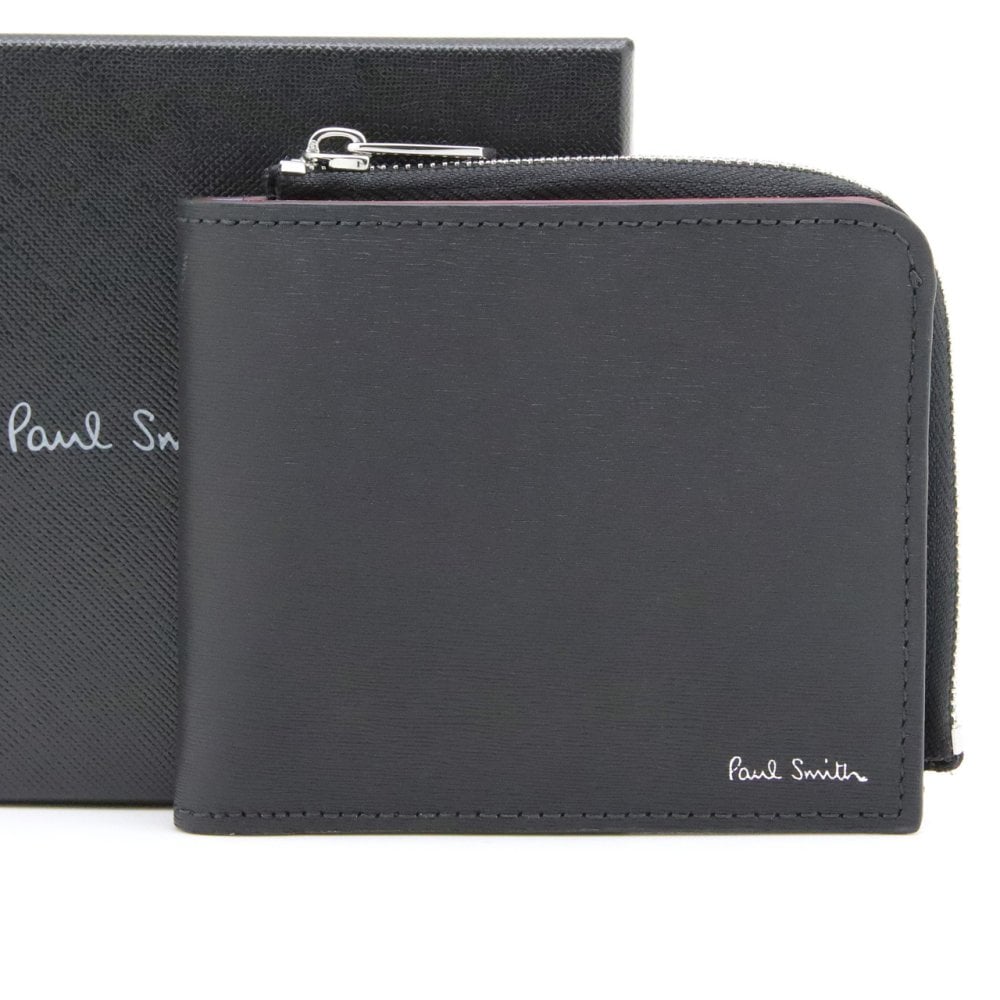 ポールスミス 財布 Paul Smith 二つ折り財布 L字ファスナー二つ折り財布 小銭入れあり メンズ ブラック ボルドー スカイブルー マルチストライプ M1A-7970-WSTRGS 79 【ラッピング無料 誕生日 お祝い プレゼント ギフト 贈り物】 送料無料