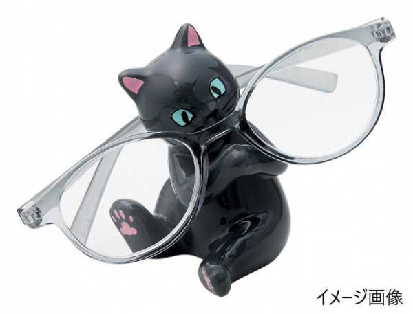 メガネスタンド 猫 磁器製 黒猫 眼鏡置き 卓上 収納 インテリア 雑貨 おしゃれ デスク オフィス 可愛い ネコ グッズ ギフト プレゼント セトクラフト