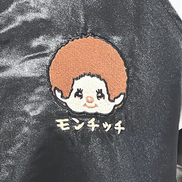 モンチッチ 刺繍スカジャン(L) 着物 ブラック×シルバー アパレル 送料込み