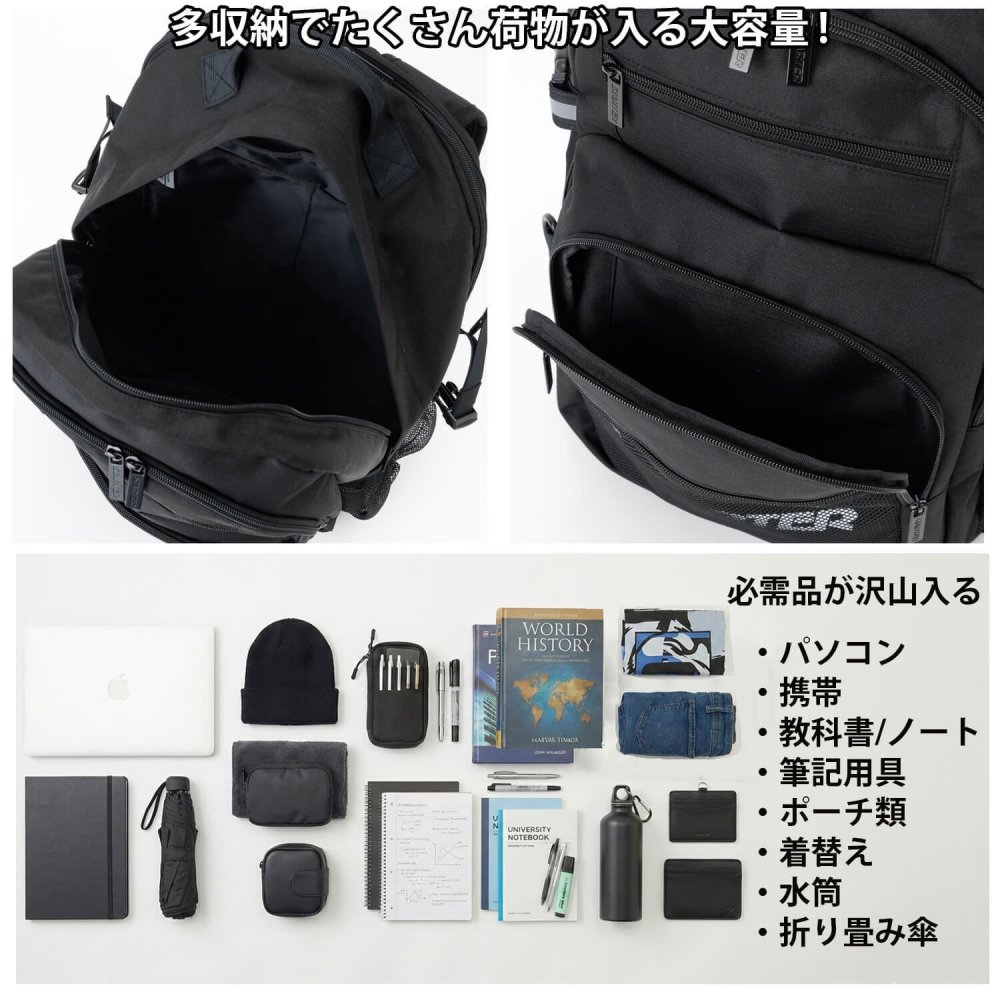 STARTER スターター リュック 大容量 25L 軽量 3層式 PC収納 a4 レディース メンズ 学生 高校生 通勤 通学 新生活 入学準備 ブランド ロゴ スクールリュック スポーツリュック アウトドア 旅行 黒 2026fw