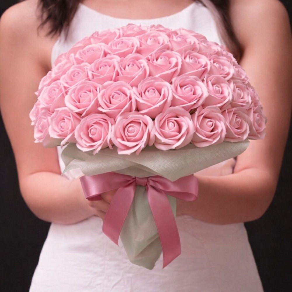 【ピーチピンク】「サヴォンローズ」 花束 ブーケ バラの花束 薔薇の花束 花ギフト フラワーギフト フラワーボックス プロポーズ サプライズ ソープフラワー シャボンフラワー 石鹸フラワー 石鹸の花 石鹸のバラ 枯れない花 インテリア 母の日 父の日 敬老の日 クリスマス バレンタイン ホワイトデー 誕生日 入学 卒業 就職 結婚祝い 結婚記念日 退職祝い 記念日 