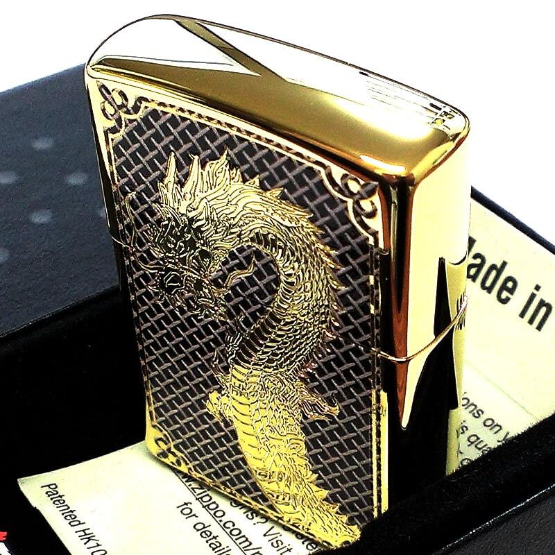 ZIPPO ドラゴン レアナンバー [No.01]  一点物 限定88個 絶版 龍 ジッポ ライター 彫刻 金タンク ブラック ゴールド 廃盤 シリアルナンバー入り 両面加工 竜 八 和柄 かっこいい 御守り メンズ ギフト プレゼント