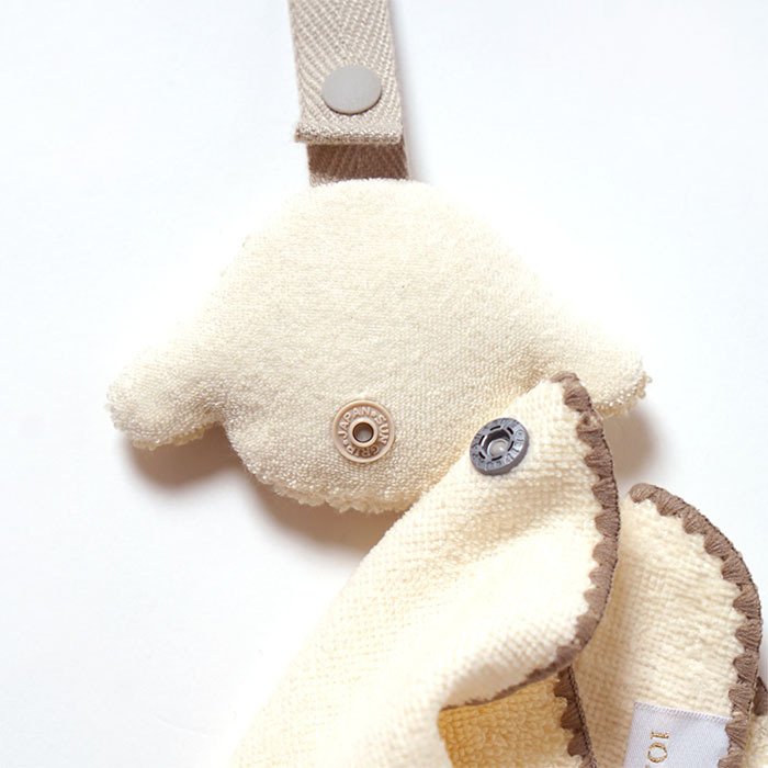 【正規販売店】10mois モワ チャームハンカチ 2枚セット | ディモワ  ガーゼハンカチ タオル ストラップ付き モワちゃん 羊 キャラクター 可愛い ベビーカートイ  ファーストトイ