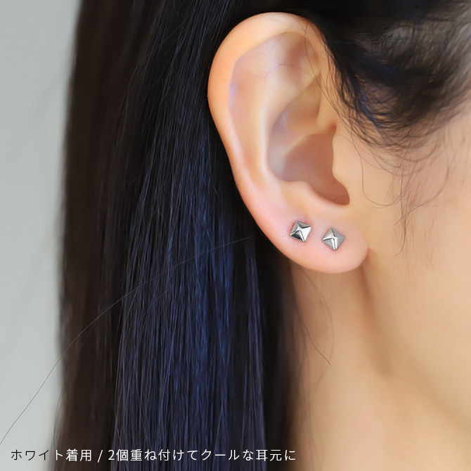 K10 ゴールド ピアス スタッズ イエローゴールド ピンクゴールド ホワイトゴールド 地金入りシリコンキャッチ スクエア 10金 10K 華奢 上品 エギュ メンズ レディース 誕生日 プレゼント ハロウィン 【品番：RME-774117-000】