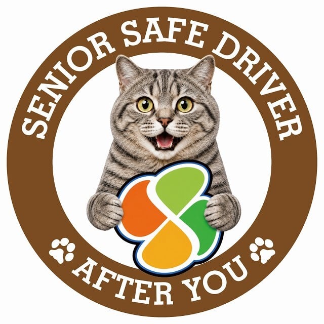 カーサイン 高齢者マーク SENIOR SAFE DRIVER マンクス ステッカー シール 直径13cm 肉球 日本製 車