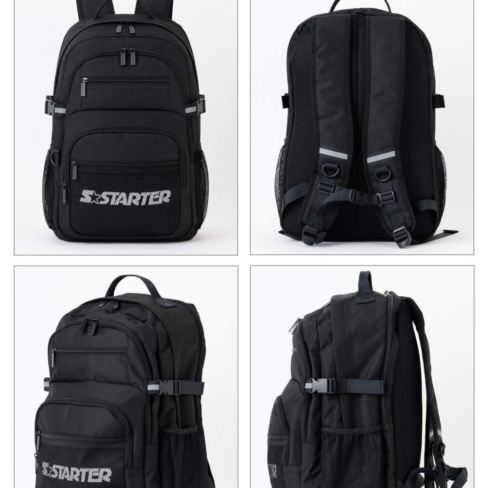 STARTER スターター リュック 大容量 25L 軽量 3層式 PC収納 a4 メンズ レディース 学生 高校生 通勤 通学 新生活 入学準備 ブランド ロゴ スクールリュック スポーツリュック アウトドア 旅行 黒 2026fw karlas