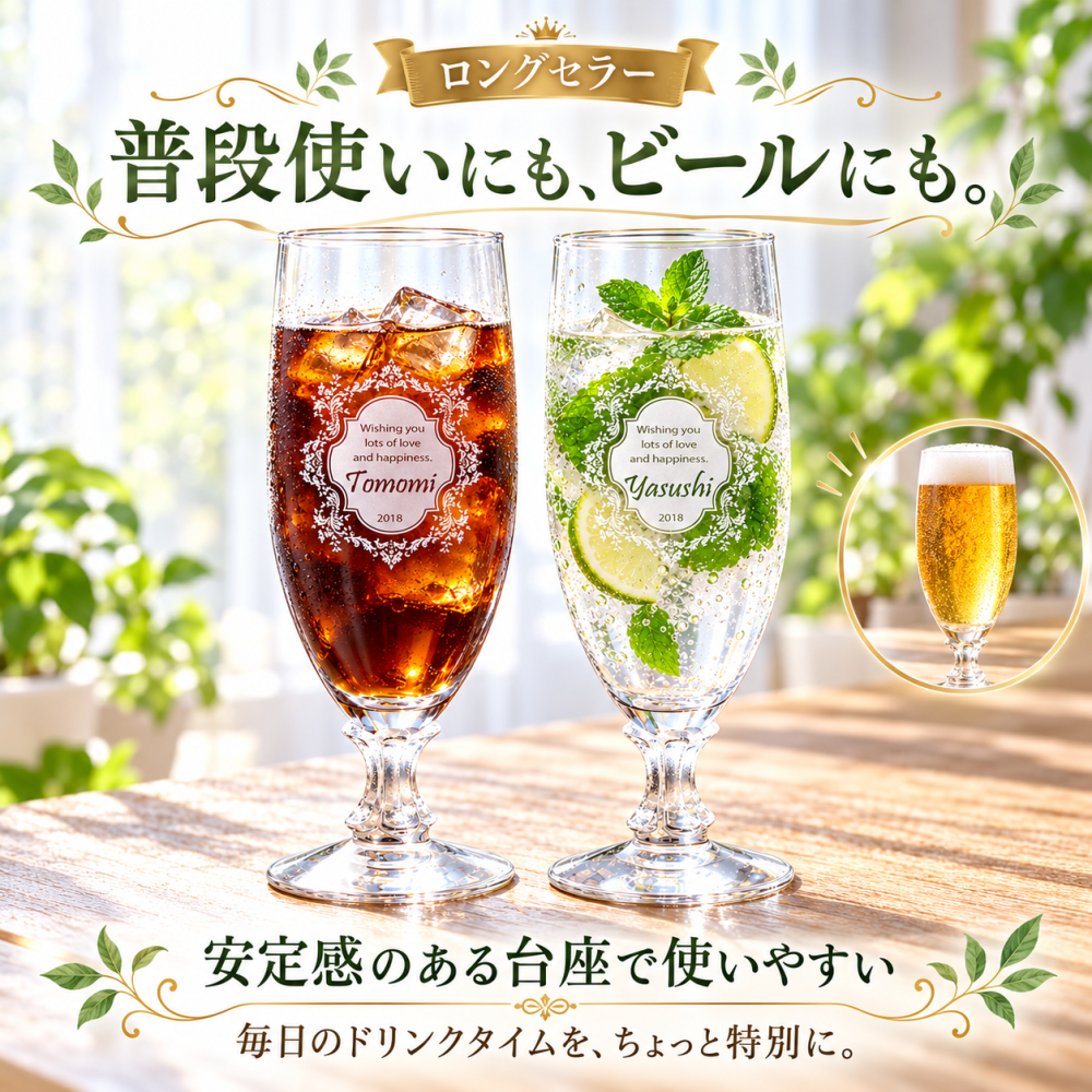 退職 異動 名入れ ペアギフト SXX 酒セット ノンアルコール スパークリングワイン デュク・ドゥ・モンターニュ 750ml & デザインビアグラス 2点 デコ仕上げ ボトルネックレス・コサージュ付 布張りBOX入り / プレゼント ギフト 両親 夫婦 結婚 金婚式 銀婚式 退職 記念 誕生日 長寿 祝い
