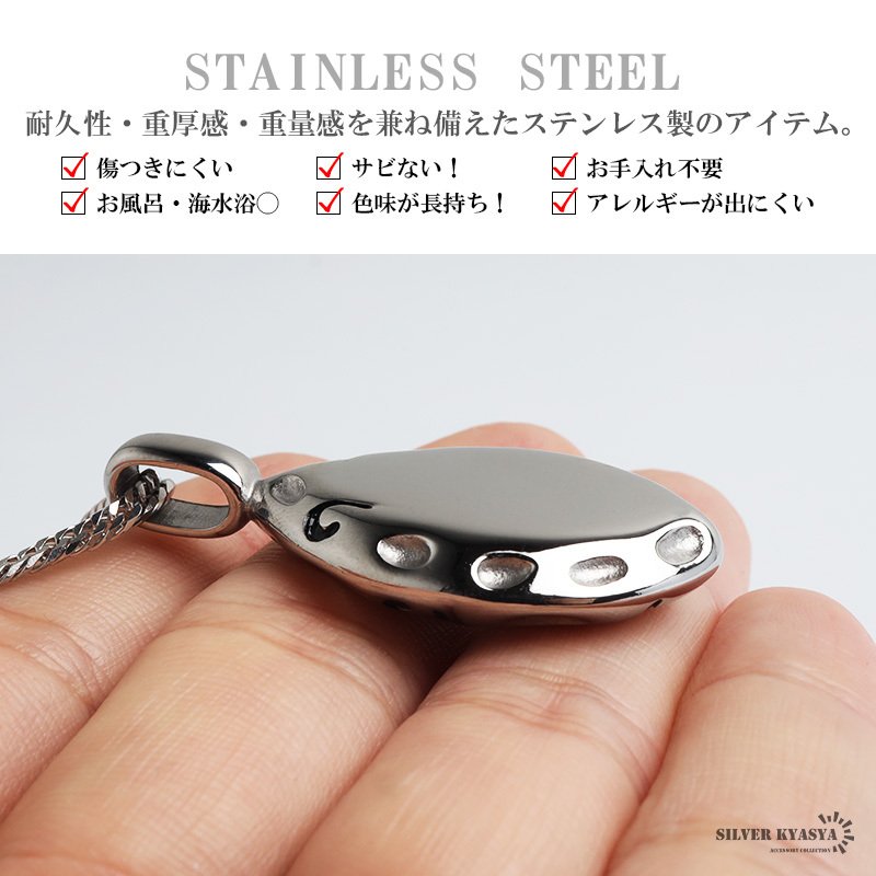 ステンレス 願い石 ペンダントネックレス メタルネックレス タタキ ターコイズ ダブル喜平チェーン 細身 シルバー ネイティブアメリカン ユニーク 模様 不思議 幾何学 ストーン 渦巻 メンズ 男性 金属アレルギー対応