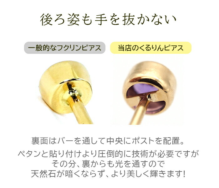 セカンドピアス つけっぱなし レディース K18 18金 天然石 3mm くるりんピアス 【品質保証書つき】 軸太0.65mm 軸長10mm 金属アレルギー 18金 18K フクリン ベゼルセッティング 片耳 片方 ピアス 誕生石 シンプル 一粒 メンズ 日本製