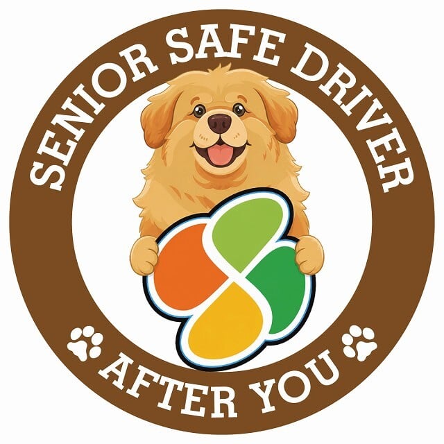 カーサイン 高齢者マーク SENIOR SAFE DRIVER チベタンマスティフ ステッカー シール 直径13cm 肉球 日本製 車