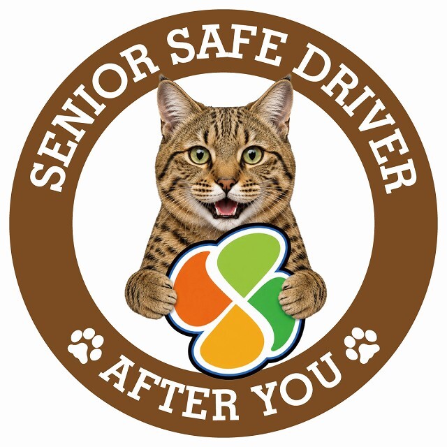 カーサイン 高齢者マーク SENIOR SAFE DRIVER ピクシーボブ ステッカー シール 直径13cm 肉球 日本製 車