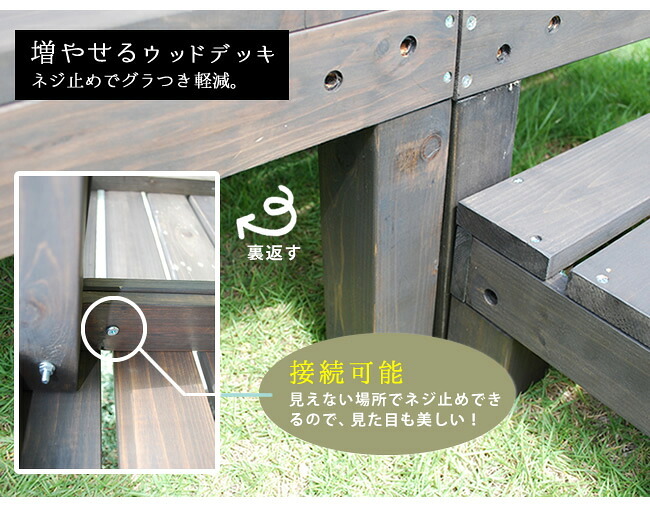 ガーデン エクステリア ユニットウッドデッキ harmonie アルモニー 90×90 2個組 ステップ付 送料無料 ウッドデッキ 簡単 縁側 本格的 DIY 木製 天然木 庭 ベランダ おしゃれ 小型 北欧 屋外 家具 ダークブラウン
