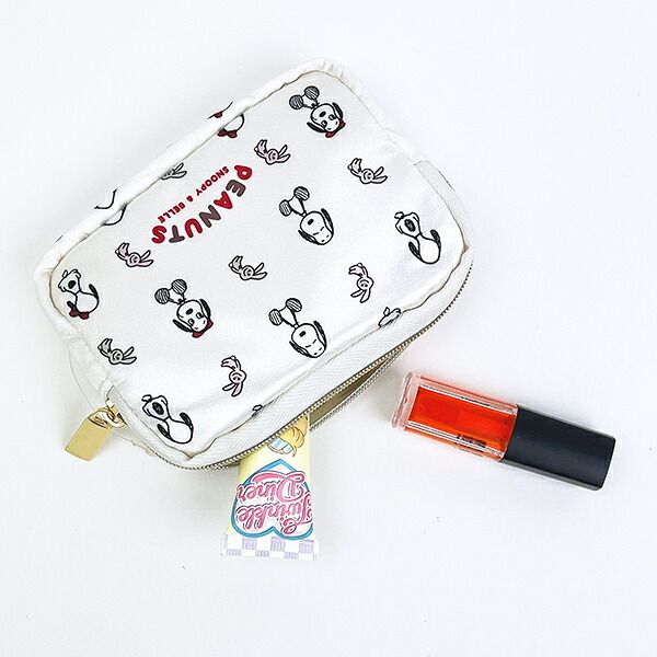 スヌーピー ＆ベル サテンミニポーチ アイボリー SNOOPY