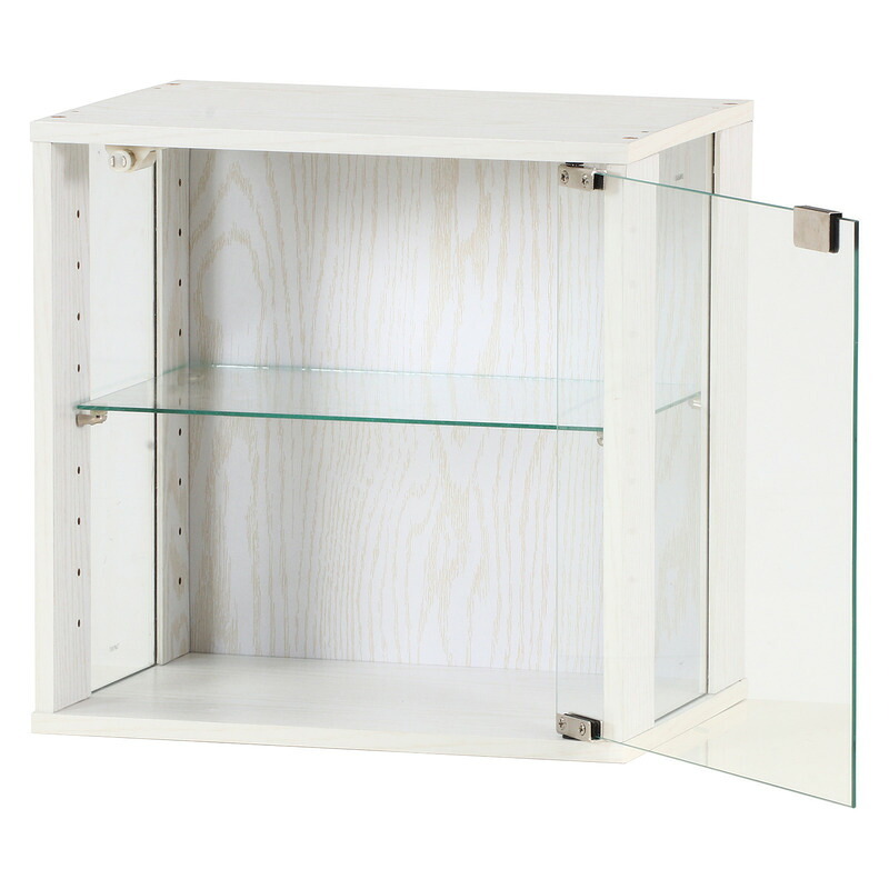 コレクションボックス(前・側板ガラス) オーク オーク・オークホワイト 2色展開 収納ラック オープンラック シェルフ 整理棚 収納家具 おしゃれ シンプル 新生活 インテリア 不二貿易