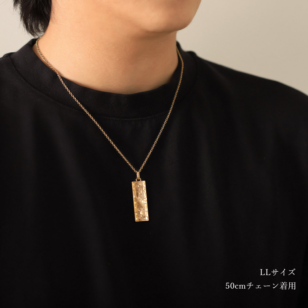金属アレルギー対応 ペアネックレス ハワイアンジュエリー 刻印無料 誕生石 純チタン ゴールドカラー バレルプレート Lサイズ LLサイズ チェーン付 イオンプレーティング メンズ レディース プレゼント ハロウィン 【品番：CG-TIP412-TIP413-RYP】
