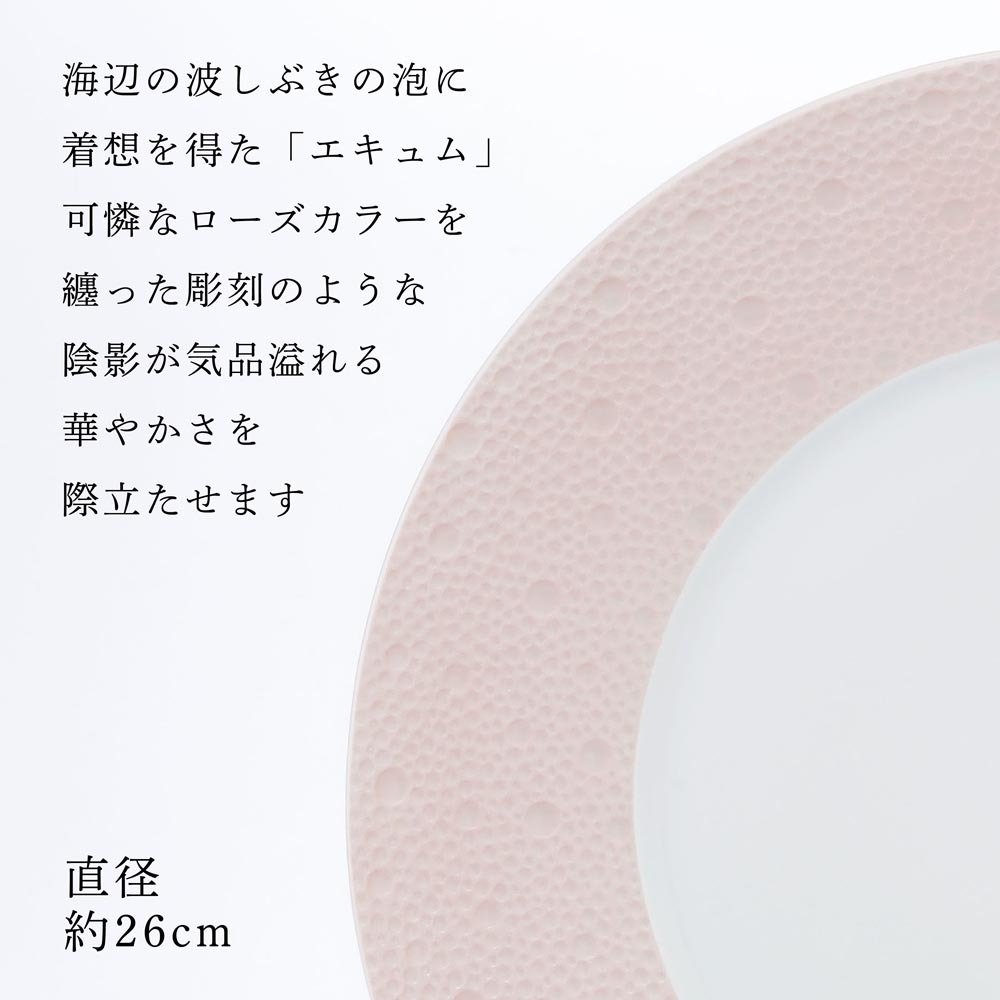 BERNARDAUD ベルナルド エキュム ローズ ディナープレート 26cm 単品 名入れ彫刻代込み 名前 彫刻 刻印 お祝い プレゼント ギフト 記念日 高級 ブランド 開店祝い 新築祝い 誕生日 法人 お皿 プレート インテリア ピンク 大皿 ウェルカムボード