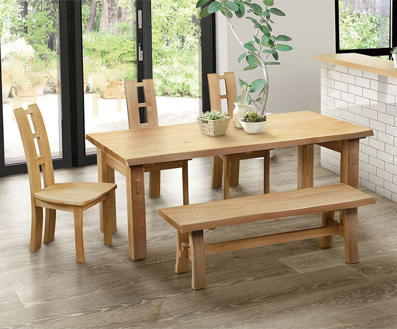 ダイニング家具 ダイニングテーブル 5点セット ダイニング テーブル タモ長方形 幅 180cm オーク材 無垢材 木製 天然木 天板 一枚板 食卓 ナチュラル 食卓椅子 シンプル モダン おしゃれ