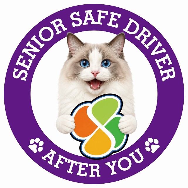 カーサイン 高齢者マーク SENIOR SAFE DRIVER ラグドール ステッカー シール 直径13cm 肉球 日本製 車