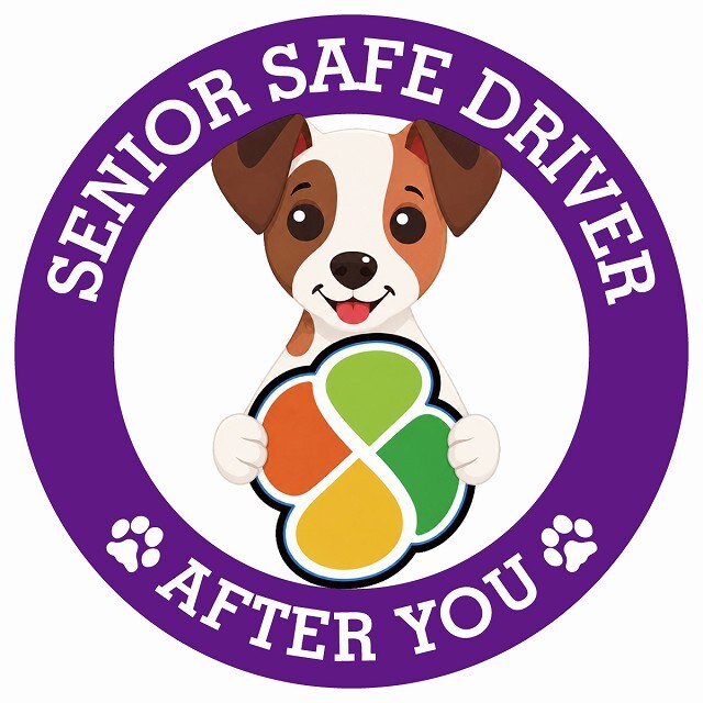 カーサイン 高齢者マーク SENIOR SAFE DRIVER ジャックラッセルテリア ステッカー シール 直径13cm 肉球 日本製 車