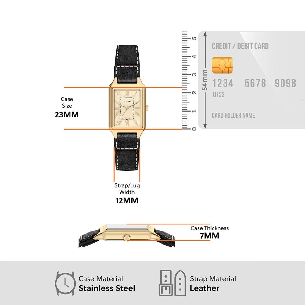 フォッシル FOSSIL 腕時計 レディース RAQUEL デイト アナログ ブラック レザーウォッチ ES5505【2026 新作】