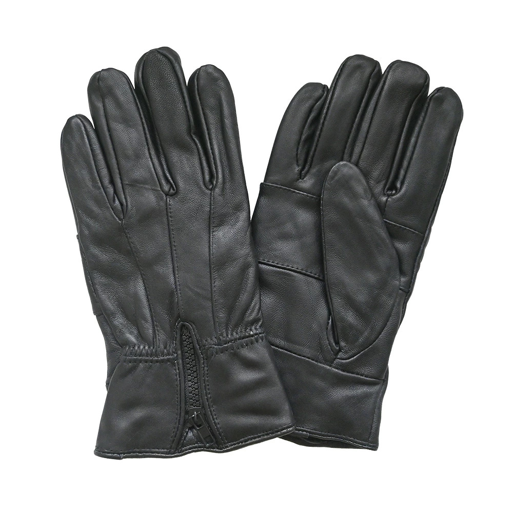 【大人気 ラム革】ファスナー レザーグローブ 手袋 メンズ 本革 ラムレザー 裏ボア 暖かい 指先まで 防寒 2重構造 極暖 柔らかい シープスキン 通勤 通学 バイク 自転車 おしゃれ 紳士 男性 夫 父 クリスマス プレゼント ギフト 贈り物 誕生日 ブラック 黒レザー