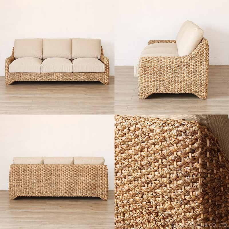 ソファ 座椅子 ウォーターヒヤシンス ー 3人掛け アジアン家具 3人用 幅180cm おしゃれ アジアン ナチュラル リゾート 家具 リビング ホテルライク 開梱設置無料