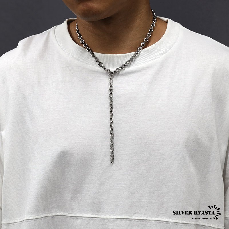 ステンレス あずきチェーンネックレス 4面カット シルバー 銀 重量感 シルバーネックレス 太め 細め 幅9タイプ 切れにくい 錆びにくい 金属アレルギー対応