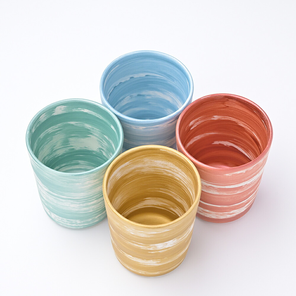 【瀬兵窯】HAKEMAKI TUMBLER-S Φ75mm ブルー・ゴールド・グリーン・レッド