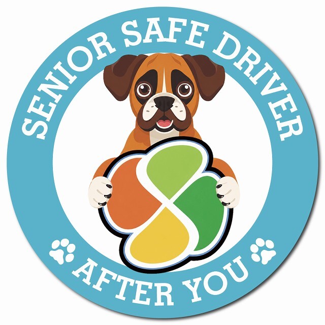 カーサイン 高齢者マーク SENIOR SAFE DRIVER ボクサー マグネット 強力 直径13cm 肉球 日本製 車 ステッカー