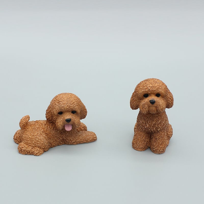 犬 置物 2個セット ミニチュア トイプードル テディ オブジェ 樹脂製 かわいい アニマル 車載 インテリア ダッシュボード 卓上 飾り 小型 デコレーション 雑貨 プレゼント