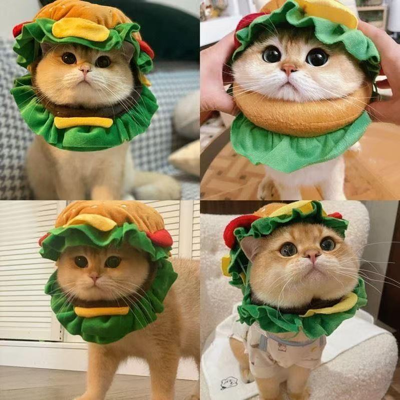 猫 帽子 犬 帽子 ペット 帽子 ハンバーガー コスプレ 猫用 犬用 被り物 かぶりもの ペット用品 かわいい おもしろ 変身 なりきり コスチューム 仮装 ペットウェア 猫グッズ 犬グッズ 小型犬 猫用帽子 ふわふわ 写真撮影 SNS映え 誕生日 ハロウィン クリスマス S M L