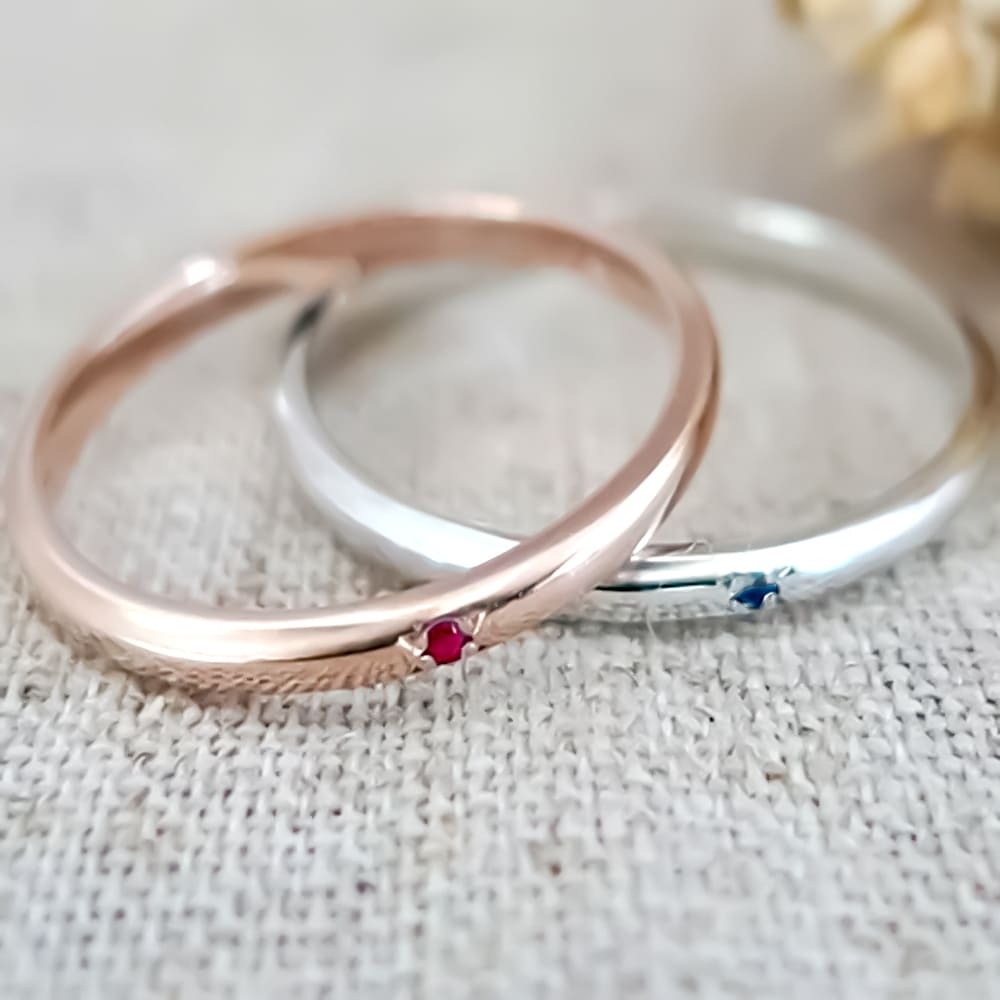 セミオーダー Lovers&Ring ペアリング 刻印対応 ルビー ＆ サファイア 10金 or 18金 or プラチナ K10 K18 指輪 ペア リング お揃い レディース メンズ LSR0658RPKHN-SWG ギフト 誕生日  彼女 女性 彼氏 男性 妻 夫 プレゼント 指輪 誕生日プレゼント 記念日  結婚指輪 マリッジリング 人気 ホワイトデー お返し 彼女 ギフト バースデー