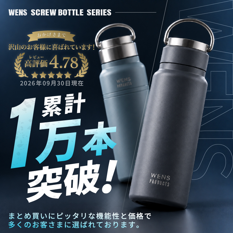 ★【手描き 似顔絵 プレゼント】 水筒 マイボトル 刻印 WENS PRODUCTS ウェンズプロダクツ 真空断熱ハンドル付スクリューボトル 530ml 全18色 保冷保温 名入れギフト 誕生日 記念日 