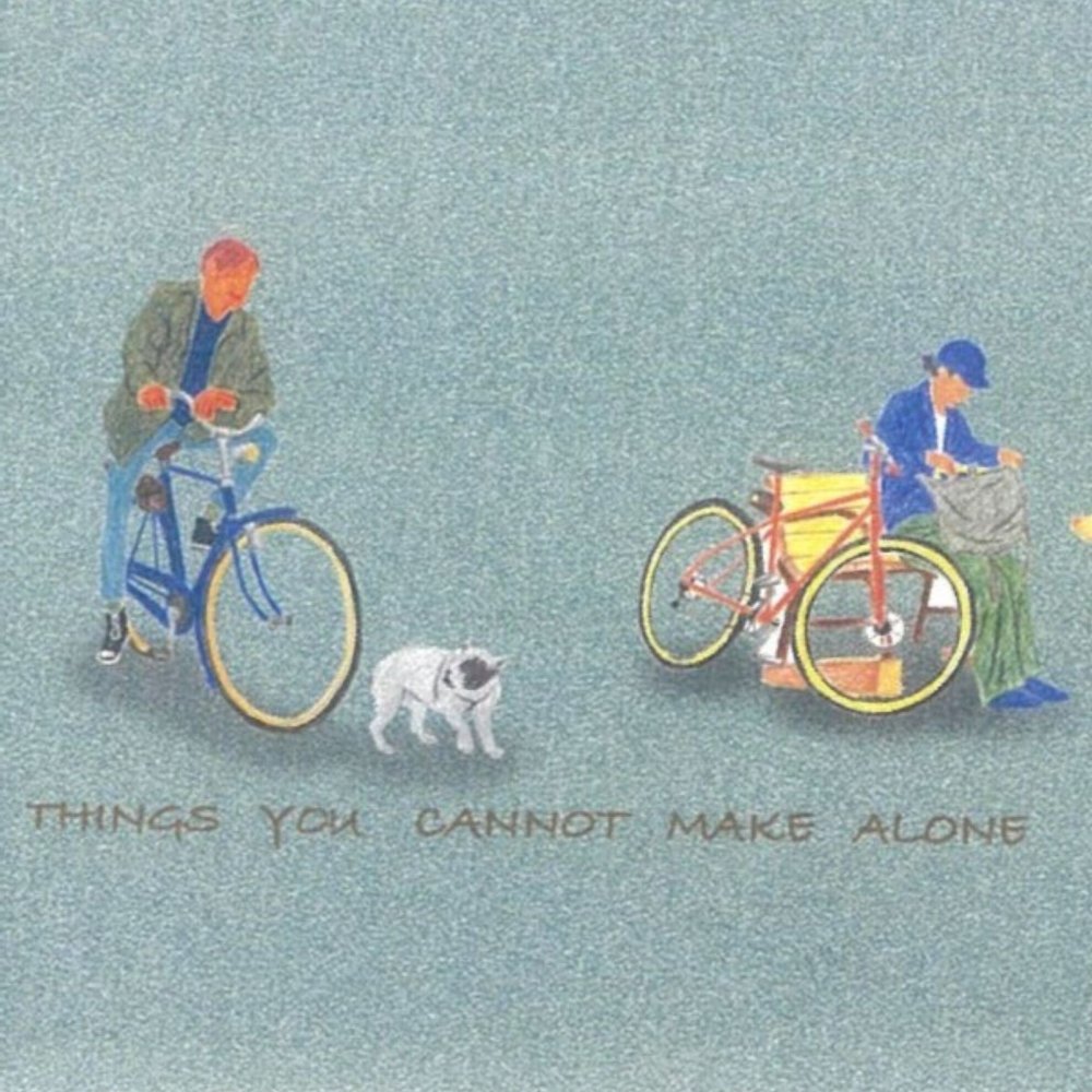 人と犬と自転車柄 長袖シャツ 【大切なものは、いつもそばにいる。】｜綿100%・日本製｜ 62908