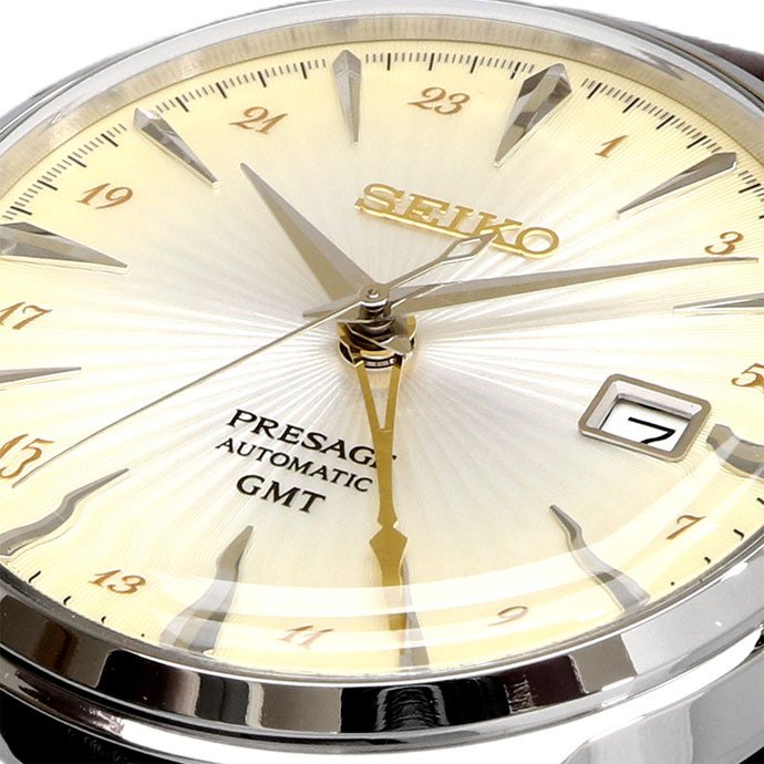 SEIKO 腕時計 セイコー 時計 ウォッチ 【日本製 Made in Japan】 PRESAGE プレザージュ Cocktail Time カクテルタイム GMT アイボリーメタリックグラデーション レザーバンド SSK041J1 [並行輸入品]