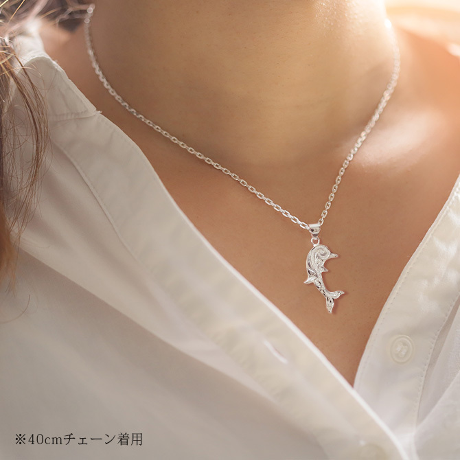 ハワイアンジュエリー シルバー ペアペンダントトップ 2個セット 刻印 無料 誕生石入れ可 スクロールドルフィン ジルコニア付 シルバー925 ネックレス チェーン別売 ペンダントヘッド カップル 夫婦 プレゼント ハロウィン 【品番：SPM2557P】