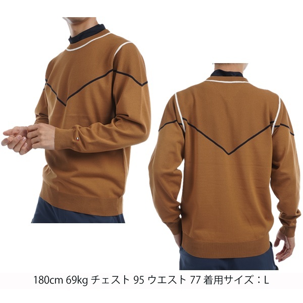 トミーヒルフィガー ゴルフ メンズ トリコロールライン クルーネックセーター TOMMY HILFIGER GOLF THMA458 秋冬モデル お誕生日祝い お祝い 記念品 お父さん 父の日 彼氏 男性 30代 40代 50代 60代  還暦祝い 敬老の日 人気プレゼント プレゼント