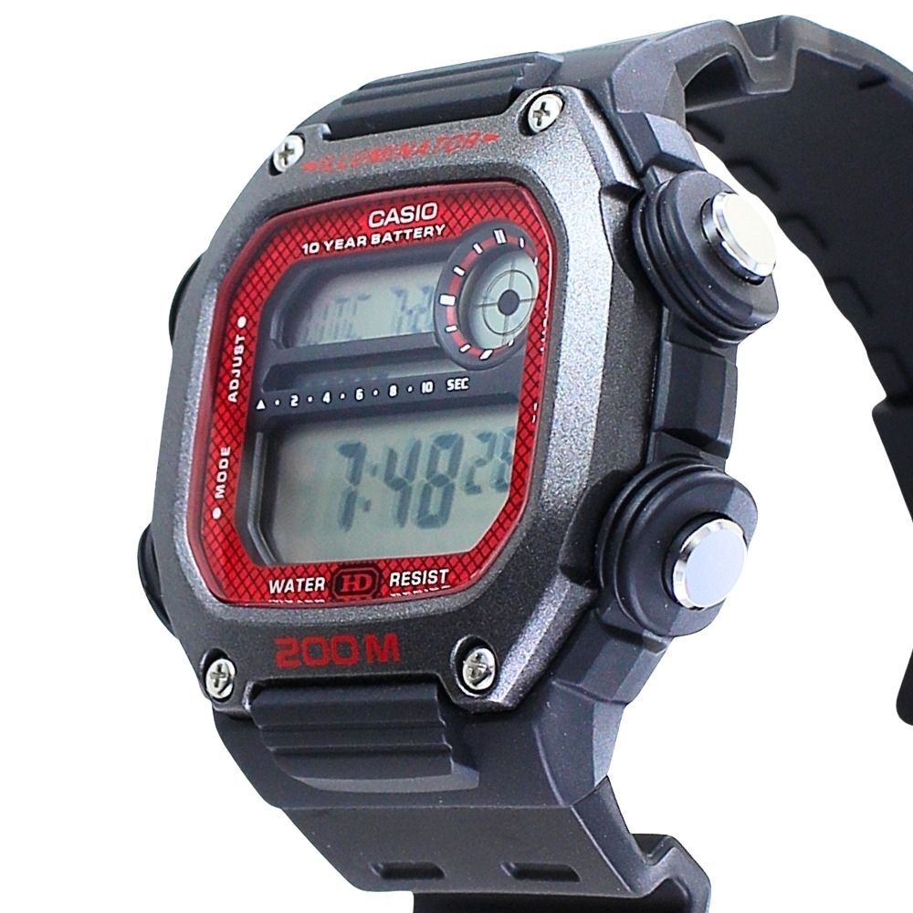 箱なし カシオ 腕時計 メンズ CASIO ブラック レッド デジタル 200m防水 10年電池 ワールドタイム ストップウォッチ タイマー アラーム LEDライト スポーツ アウトドア 海外モデル 逆輸入 誕生日 プレゼント ギフト 成人 卒業 入学