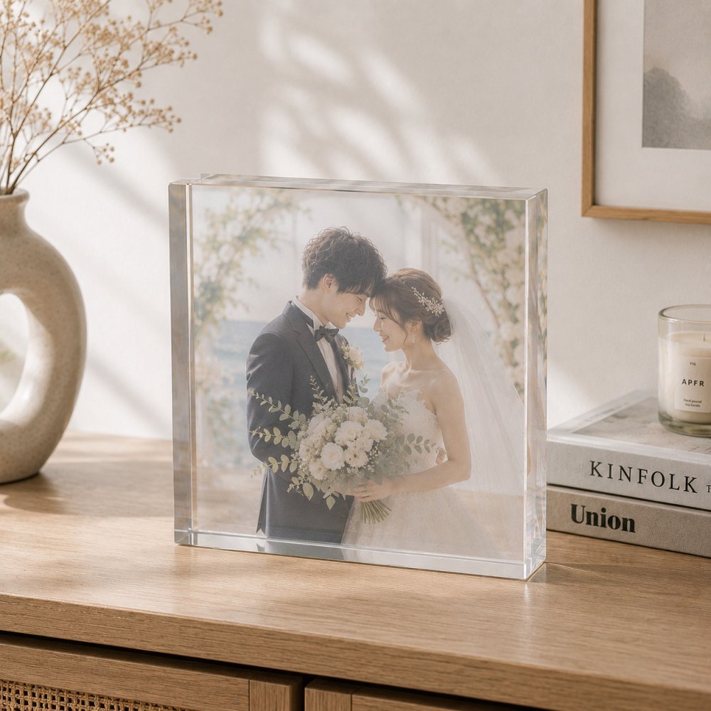 ウェディングフォト ガラスブロック 新郎新婦 結婚式 入籍祝い 飾り付け 二次会 フォトキューブ 花嫁 結婚祝いギフト ウェルカムスペース 結婚記念 写真立て 演出 記念日 門出 名入れ クリスタル 会場装飾 誕生日 オリジナル 記念品 贈り物 高級 おしゃれ ギフト 感謝 プレゼント オーダーメイド サプライズ 写真 ゲスト 結婚祝い 披露宴会場 結婚式当日 フォトフレーム 写真入り【c01】