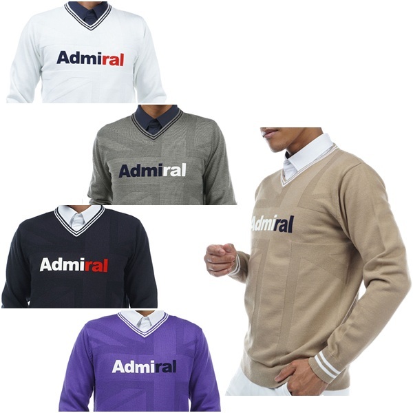 アドミラル ゴルフ メンズ UJジャカード　Vネックセーター ADMIRAL GOLF ADMA369 秋冬モデル お誕生日祝い お祝い 記念品 お父さん 父の日 彼氏 男性 30代 40代 50代 60代  還暦祝い 敬老の日 人気プレゼント プレゼント